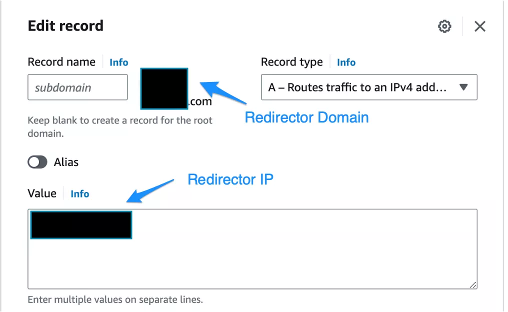 Figure 4 - A Record Entry for Redirector Domain .png