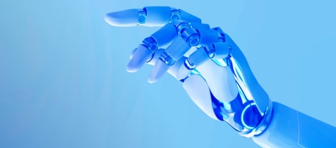 A robotic hand, indicating an AI cybersecurity program; embracing ai security: a strategic imperative for business stakeholders.